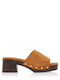 Suede Damen Pantoletten mit Niedrigem Absatz in Brauner Farbe