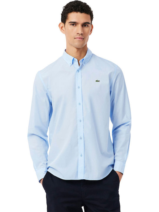 Lacoste Μακρυμάνικo Βαμβακερό Πουκάμισο Light Blue