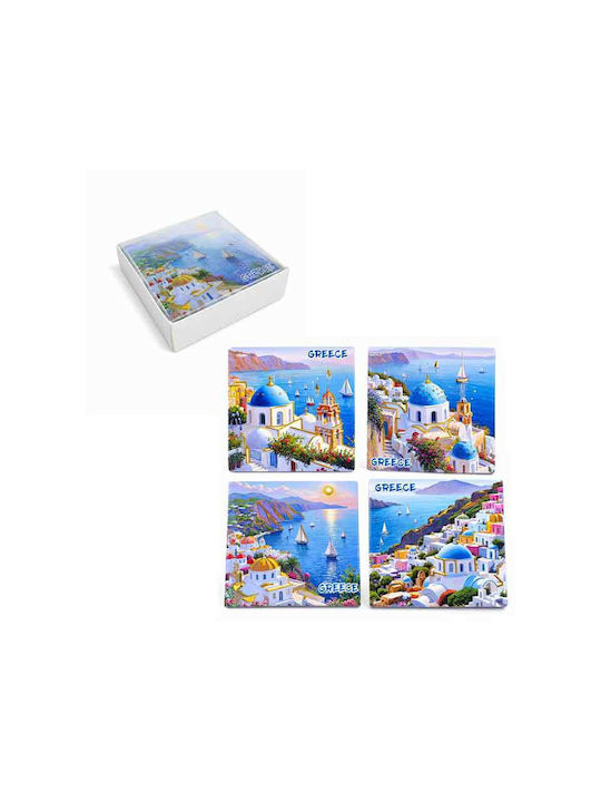 Set De Suporturi Pentru Pahare Rotundă Din Lemn Cu Suport Alb 11cm 4 Bucăți