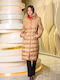 Women's Camel Coat with Fur Details Coat