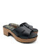 Leather Mules With Low Heel In Black Colour