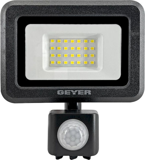Geyer Στεγανός Προβολέας LED 20W Φυσικό Λευκό 4000K με Αισθητήρα Κίνησης IP65