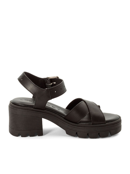 Damen Sandalen Schwarz Leder