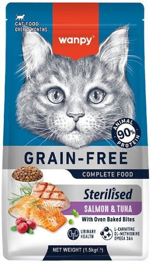 Wanpy Dry Cat Food Grain-Free for Neutered Cats with Tuna / Salmon 1.5kg