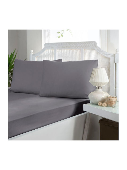 First Choice Set Cearceafuri De Pat Cu 2 Fețe De Pernă King Size Cu Hugger Din Cauciuc 200x200cm Gri 3 Buc