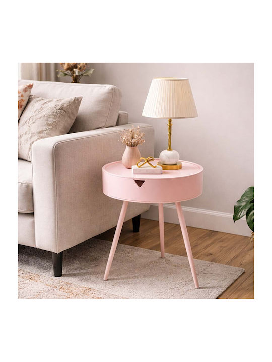 Round Pink Metal Side Coffee Table W40.5xL40.5xH54cm