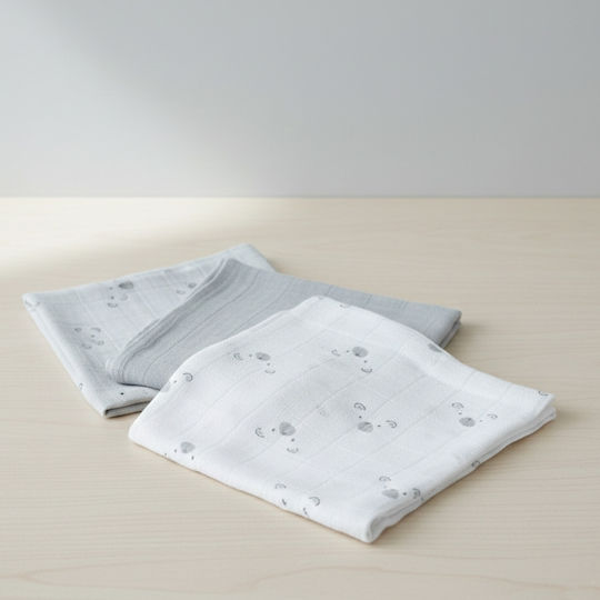 Gamberritos Kids Bears Muslin Swaddle Blanket Gray 80x80cm 3 Pieces