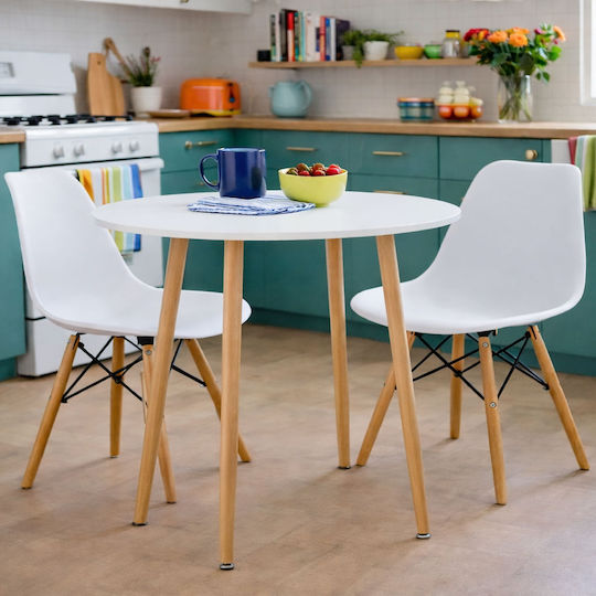 Essential Round Metal Kitchen Table White 80x80x75cm