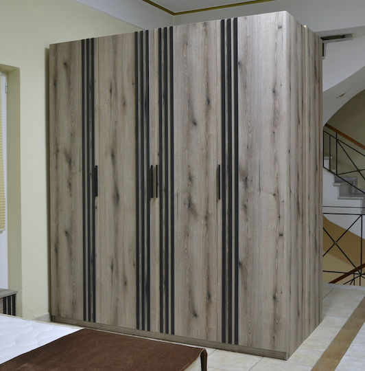 Vier Türen Kleiderschrank Aschgrau 200x60x240cm