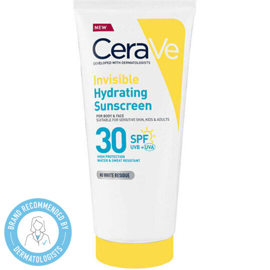 Invisible Hydrating Waterproof Face & Body Sunscreen Lotion SPF30 177ml
