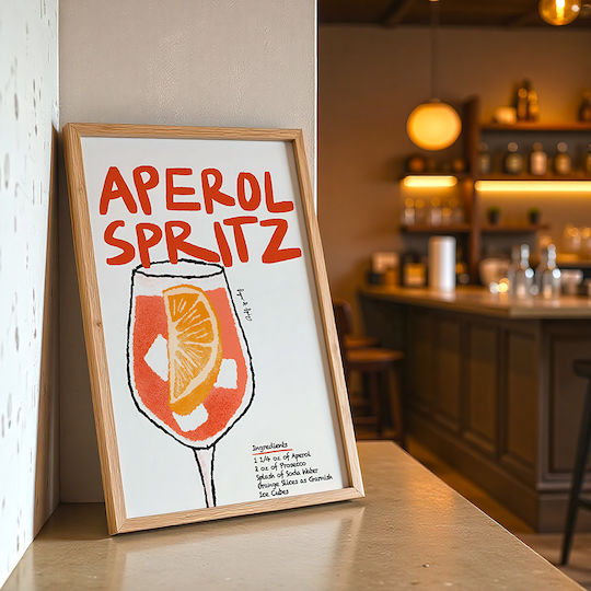 Плакат Aperol Spritz Recipe Pst25324 21см X 30см Бяла Рамка PVC