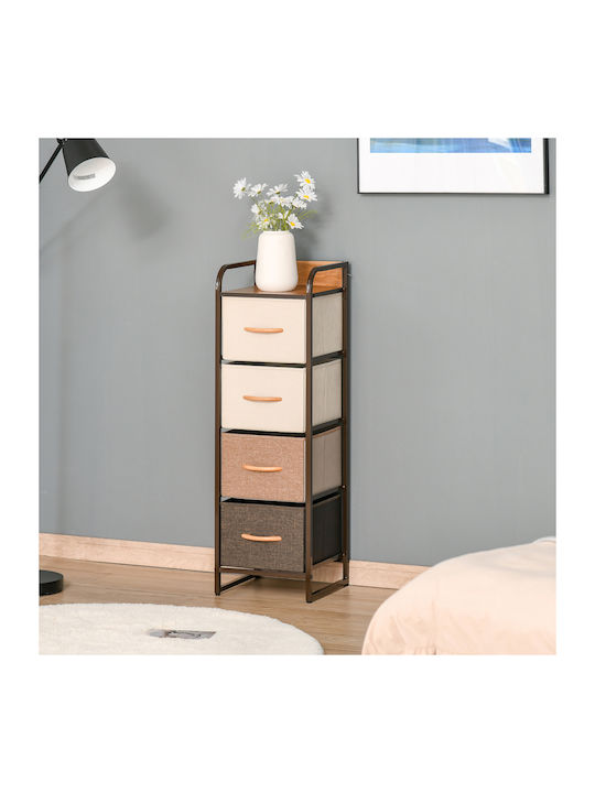 Bedroom Chest of Drawers Made of Wood & Metal Multicolour with Fabric Coating 30x29x99cm