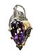 Artistic Silver Pendant Amethyst Sapphires Diopsides Fish