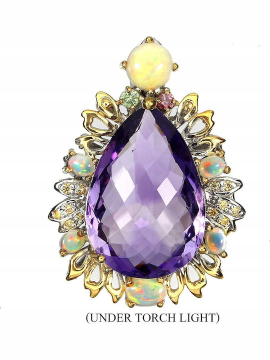 925 Anhänger Natürliche 21,42ct Amethyst Saphire Opale