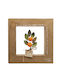 G. Niarxou Handmade Ceramic Orange Wooden Frame 25x25