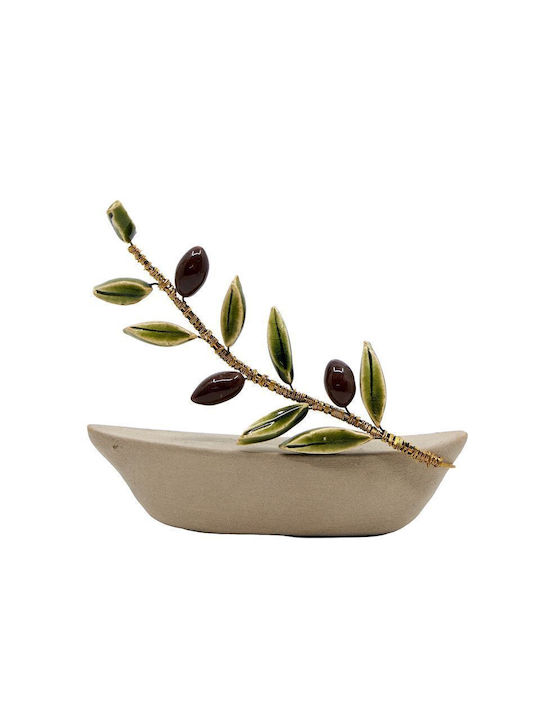 Rozos Ceramics 17-561 Επιτραπέζια Χειροποίητη Κεραμική Διακοσμητική Ελιά 11χ8
