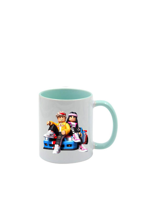 Roblox Tasse Grünes Minzdesign Mit Griff Innen