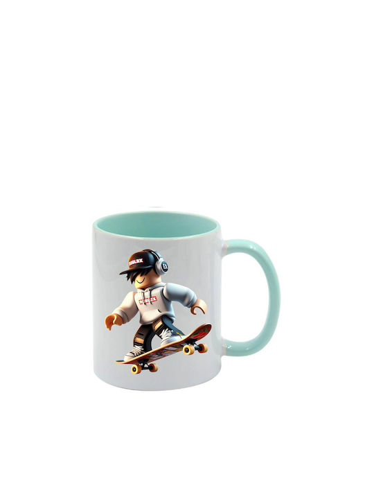 Roblox Tasse Grünes Minzdesign Mit Griff Innen
