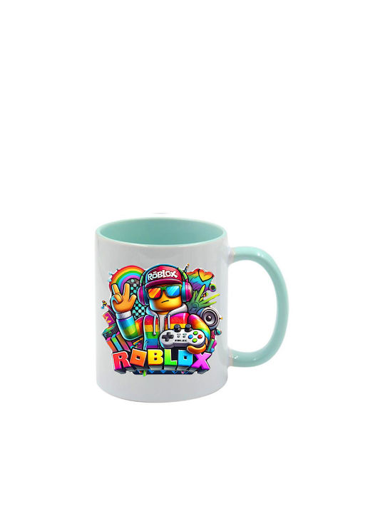 Roblox Tasse Grünes Minzdesign Mit Griff Innen