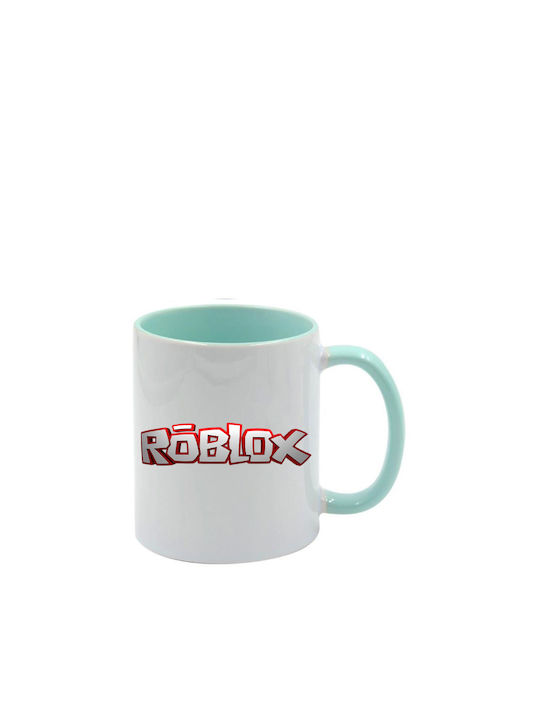 Roblox Tasse Grünes Minzdesign Mit Griff Innen
