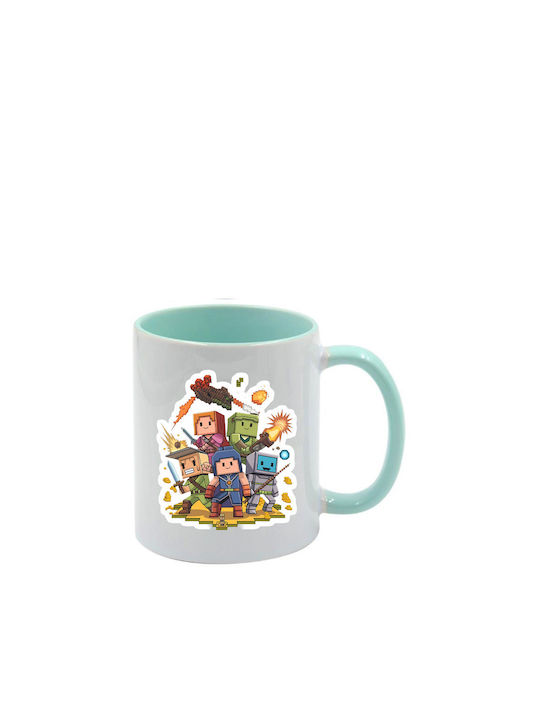Roblox Tasse Grünes Minzdesign Mit Griff Innen