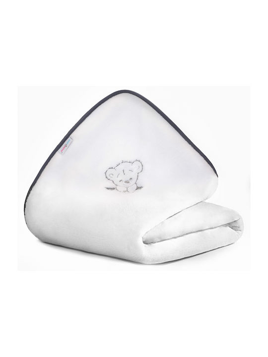 BabyMam Pătură Pepinieră Swaddling Catifea Albă cu Animal 75x100 cm