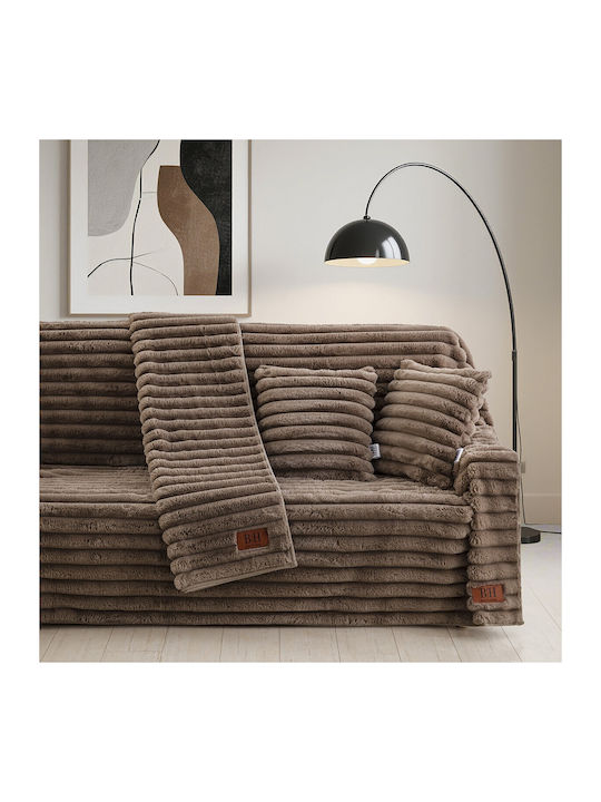 Beauty Home Stripe Art 8726 Armchair Throw Fur 180x160cm Mocha 8726MON