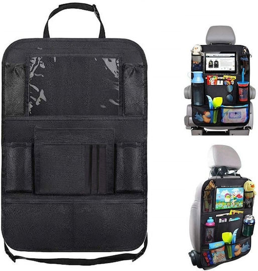 Organizator Auto Montat Pe Scaun Compatibil Cu Orice Mașină Suport Pentru Tabletă Și Sticlă Inclus Negru