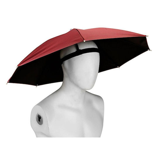 Umbrelă de Cap Alista Home Diametru 69 Cm Bandă Elastică de Cap Protecție UV Împotriva Ploii Roșu Închis