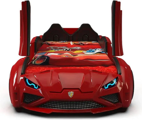 Kinderbett Auto Sportart mit Türen Oben Rote 207x105x45cm