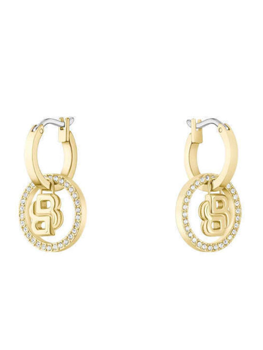 Boss Earrings Made of Steel with Stones