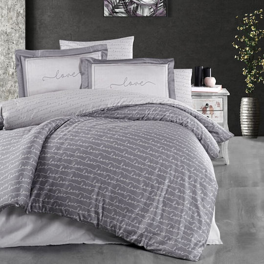 First Choice Set Huse Pentru Pilote Din Bumbac Dublu Cu 4 Fețe De Pernă Și 1 Cearceaf 200x220cm Love