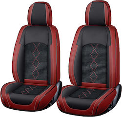 Huse Scaune Auto Premium 5 Locuri Carguard Deluxe Piele Eco Perforată Textil Roșu Închis Negru