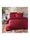 First Choice Set Huse Pentru Pilote 100% Bumbac Dublă Cu 4 Fețe De Pernă & 1 Cearceaf 200x220cm Elegant Roșu