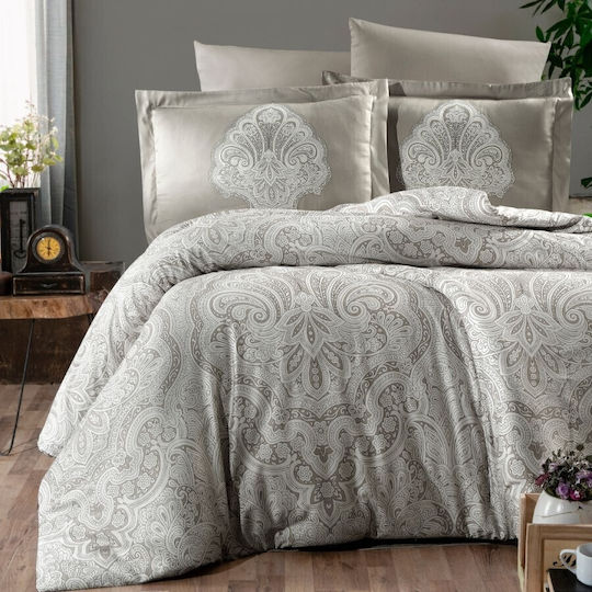 First Choice Set Huse Pentru Pilote Din Bumbac Dublu Cu 4 Fețe De Pernă Și 1 Cearceaf 200x220cm Elegant Bej