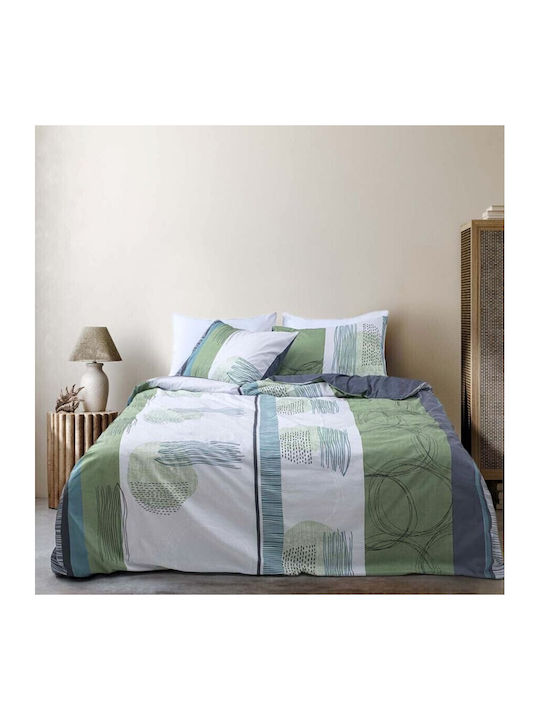 Majoli Bahar Set Huse Pentru Pilote 100% Bumbac Dublu Cu 2 Fețe De Pernă & 1 Cearceaf 200x220cm Verde