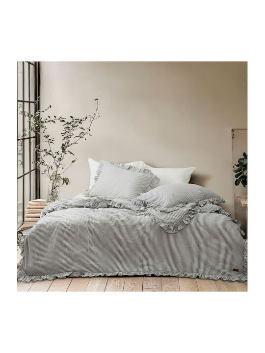 Majoli Bahar Set Huse Pentru Pilote Duble Cu 2 Fețe De Pernă Și 1 Cearceaf 200x220cm Gri