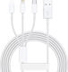Alista Home Sx 3in1 Usb Cable 21 Usb To Micro Usb Usb-c Iphone Compatible 3a 1.2m White