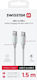 Swissten Braided USB-C Cable USB-C 3A Up To 60W Aluminum Shell 1.5m White