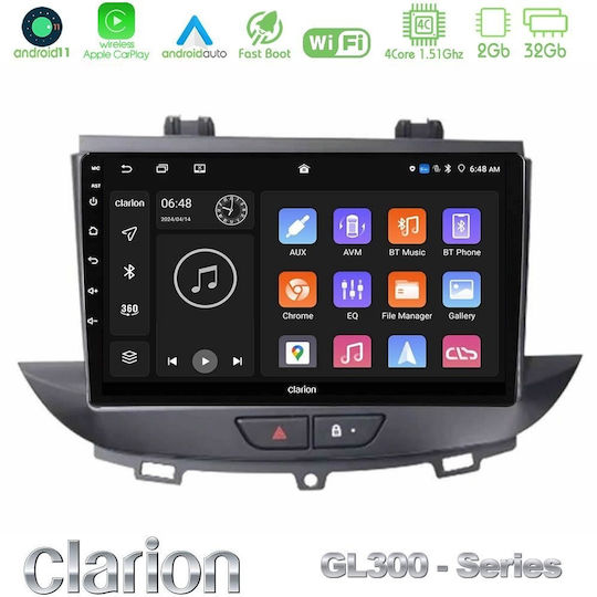 Clarion Car Audio System for Opel Grandland X Crossland X 2017-2020 Bluetooth USB AUX WiFi GPS Apple CarPlay Android Auto with 9 Inch Touch Screen