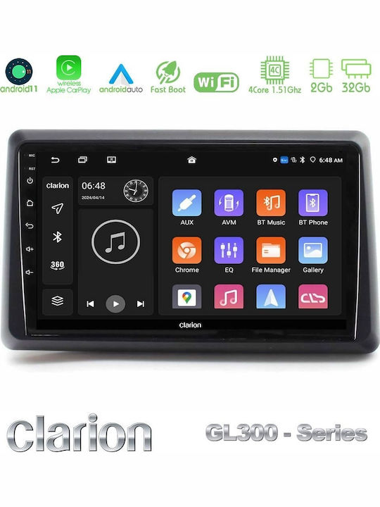 Clarion Car Audio System for Renault Express 2022-2023 (Bluetooth/USB/AUX/WiFi/GPS/Apple CarPlay/Android Auto) with 9" Touch Screen