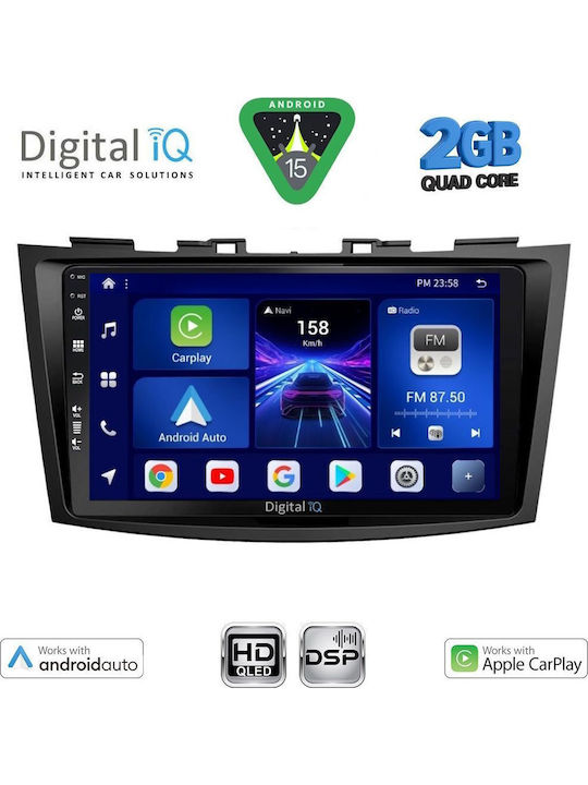 Digital IQ Auto-Audiosystem Für Suzuki Swift 2011-2016 Mit Touchscreen 9 Zoll Bluetooth USB Eingebautes Wi-Fi GPS Apple CarPlay Android Auto Digital IQ BXC 3685_CPAA