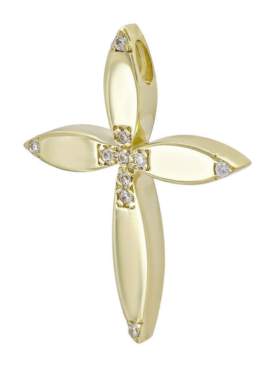 Kiriakos Gofas Women's Gold Cross 14K Double Sided Without Chain