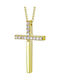 Kiriakos Gofas Damen Gold Kreuz 9K mit Kette