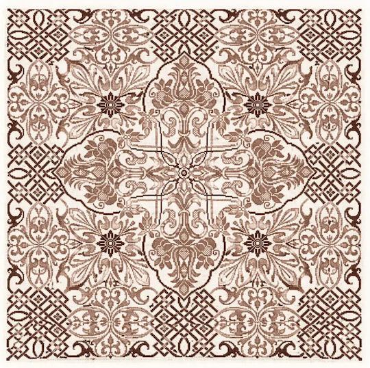 Embroidery Printed Classic Symmetrical Pattern Fabric Knossos Beige Gold 100cm X 100cm 1 Piece