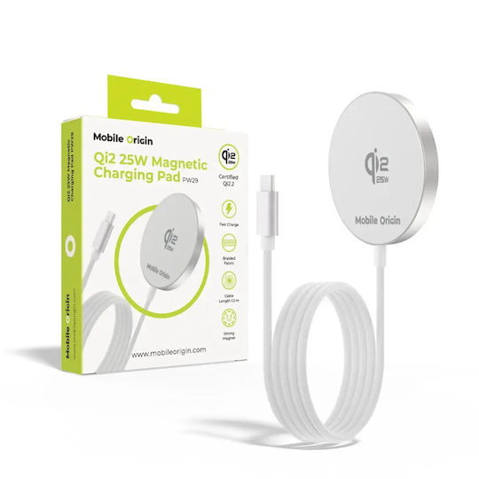 Mobile Origin Wireless Charger (Qi Pad) 25W White (MO-MAGP-PW29)