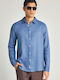 Long Sleeve Linen Shirt in Regular Fit Blue