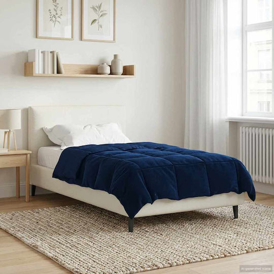 vidaXL Παπλωματοθήκη Μονή 135x200 Σκούρο Μπλε
