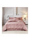 Single Cotton Duvet Cover Set 160x240cm 1 Pillowcase & 1 Pink Bed Sheet