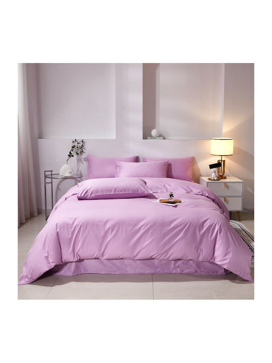 Σετ Παπλωματοθήκη Βαμβακέρή Μονή 160x240cm 1 Μαξιλαροθήκη & 1 Σεντόνι Λιλά